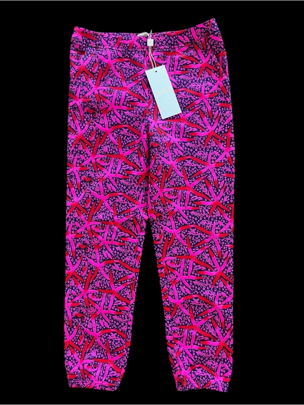 Lilly Pulitzer Mini Mallie Terry Pant in Passion Fruit Pink Star Searching Sz M